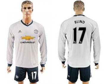 Manchester United #17 Blind Sec Away Long Sleeves Soccer Club Jersey