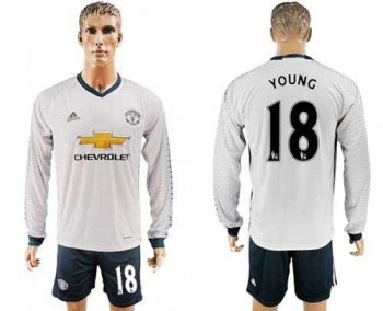 Manchester United #18 Young Sec Away Long Sleeves Soccer Club Jersey