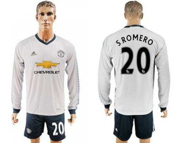 Manchester United #20 Sromero Sec Away Long Sleeves Soccer Club Jersey