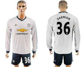 Manchester United #36 Darmian Sec Away Long Sleeves Soccer Club Jersey