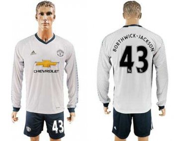 Manchester United #43 Borthwick-Jackson Sec Away Long Sleeves Soccer Club Jersey