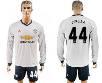 Manchester United #44 Pereira Sec Away Long Sleeves Soccer Club Jersey