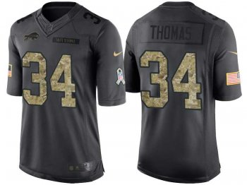 Nike Buffalo Bills #34 Thurman Thomas Men's Stitched Anthracite NFL Salute to Service Limited Jerseys