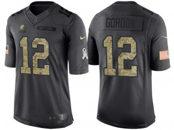 Nike Cleveland Browns #12 Josh Gordon Men's Stitched Anthracite NFL Salute to Service Limited Jerseys