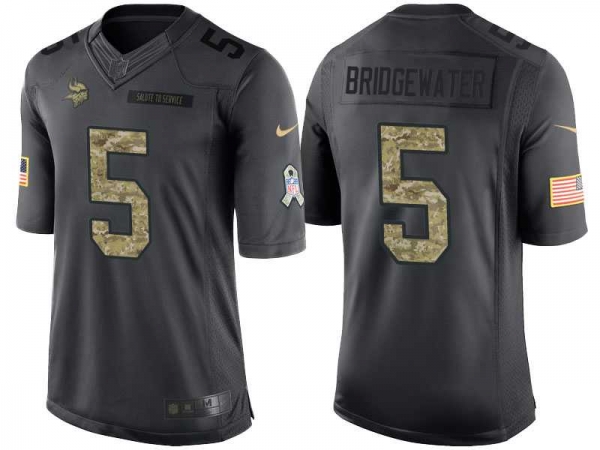 Nike Minnesota Vikings #5 Teddy Bridgewater Men's Stitched Anthracite NFL Salute to Service Limited Jerseys