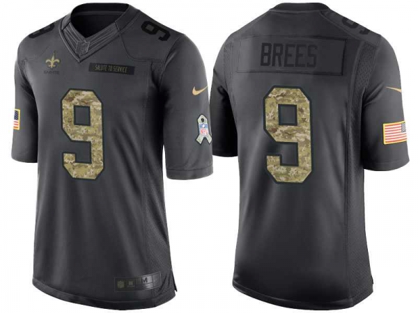 Nike New Orleans Saints #9 Drew Brees Men's Stitched Anthracite NFL Salute to Service Limited Jerseys