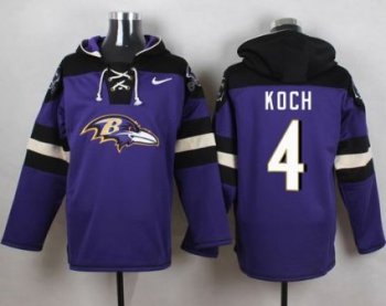 Nike Baltimore Ravens #4 Sam Koch Purple Player Pullover NFL Hoodie