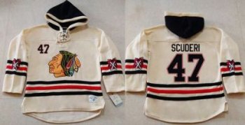 Chicago Blackhawks #47 Rob Scuderi Cream Heavyweight Pullover Hoodie Stitched NHL Jersey