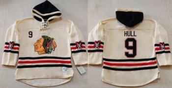 Chicago Blackhawks #9 Bobby Hull Cream Heavyweight Pullover Hoodie Stitched NHL Jersey