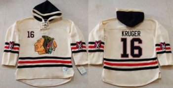 Chicago Blackhawks #16 Marcus Kruger Cream Heavyweight Pullover Hoodie Stitched NHL Jersey