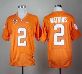 Clemson Tigers#2 Sammy Watkins Orange Pro Combat 2016 College Football Playoff National Championship Patch Stitched NCAA Jersey