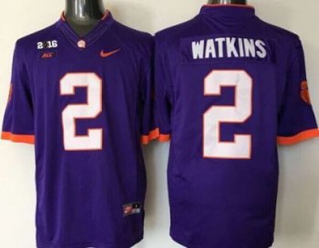 Clemson Tigers #2 Sammy Watkins Purple Limited 2016 College Football Playoff National Championship Patch Stitched NCAA Jersey