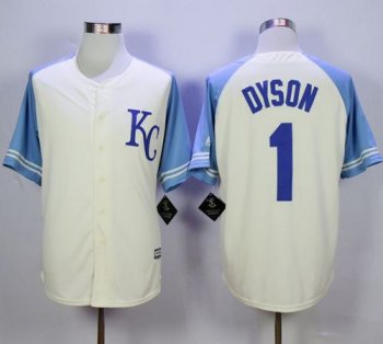 Kansas City Royals #1 Jarrod Dyson Cream Exclusive Vintage Stitched MLB Jersey