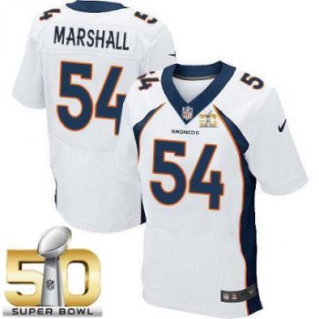 Nike Denver Broncos #54 Brandon Marshall White Super Bowl 50 Men's Stitched NFL New Elite Jersey