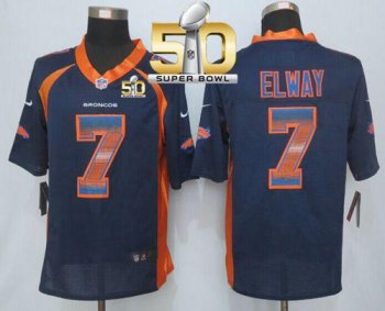 Nike Denver Broncos #7 John Elway Navy Blue Alternate Super Bowl 50 Men's Stitched NFL Limited Strobe Jersey