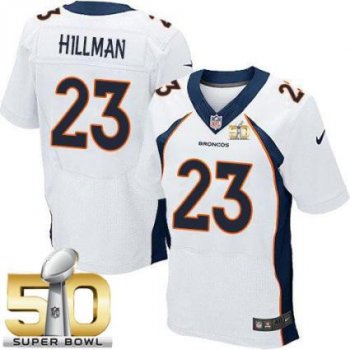 Nike Denver Broncos #23 Ronnie Hillman White Super Bowl 50 Men's Stitched NFL New Elite Jersey