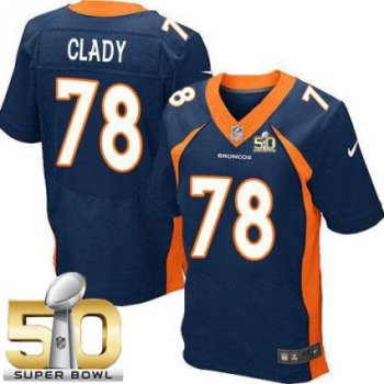 Nike Denver Broncos #78 Ryan Clady Navy Blue Alternate Super Bowl 50 Men's Stitched NFL New Elite Jersey