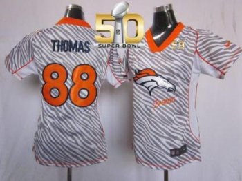 Women Nike Broncos #88 Demaryius Thomas Zebra Super Bowl 50 Stitched NFL Elite Jersey