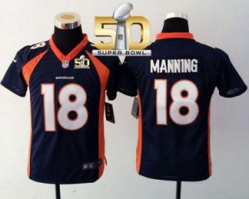 Youth Nike Broncos #18 Peyton Manning Blue Alternate Super Bowl 50 Stitched NFL Elite Jersey