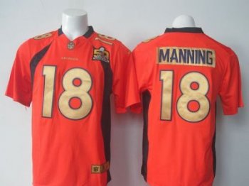 Nike Denver Broncos #18 Peyton Manning Orange Team Color Super Bowl 50 Collection Men's Stitched NFL Elite Jersey