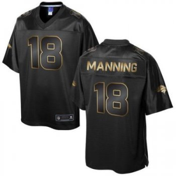 Nike Denver Broncos #18 Peyton Manning Pro Line Black Gold Collection Men's Stitched NFL Game Jersey