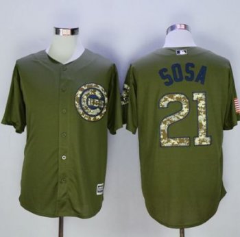 Chicago Cubs #21 Sammy Sosa Green Camo New Cool Base Stitched MLB Jersey