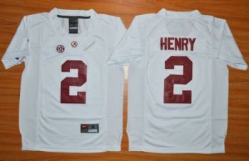 Youth Alabama Crimson Tide #2 Derrick Henry White 2016 National Championship Stitched NCAA Jersey