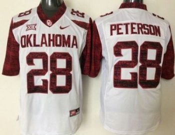 Oklahoma Sooners #28 Adrian Peterson White New XII Stitched NCAA Jersey