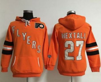 Women Philadelphia Flyers #27 Ron Hextall Orange Old Time Heidi NHL Hoodie