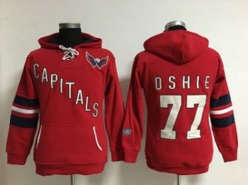 Women Washington Capitals #77 T.J Oshie Red Old Time Heidi Hoodie NHL Hoodie