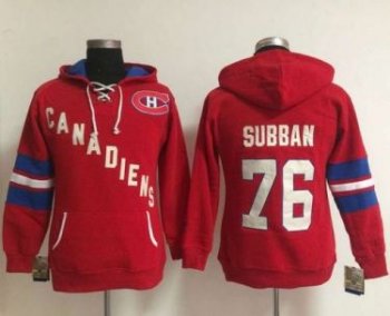 Women Montreal Canadiens #76 P.K Subban Red Old Time Heidi NHL Hoodie