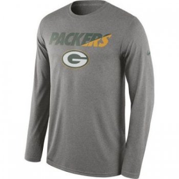 Men's Green Bay Packers Nike Heather Gray Legend Staff Practice Long Sleeves Performance T-Shirt