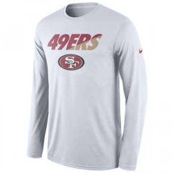 Men's San Francisco 49ers Nike White Legend Staff Practice Long Sleeves Performance T-Shirt