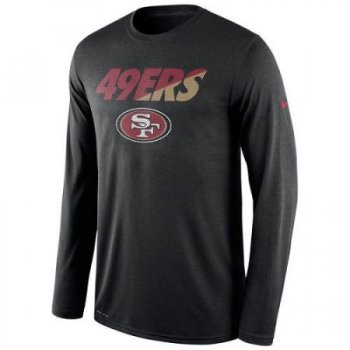 Men's San Francisco 49ers Nike Black Legend Staff Practice Long Sleeves Performance T-Shirt