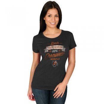 Women Cincinnati Bengals Majestic Black 2015 AFC North Division Champions T-Shirt