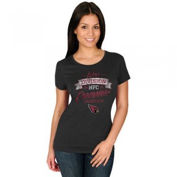 Women Arizona Cardinals Majestic Black 2015 NFC West Division Champions T-Shirt