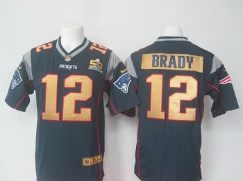 Nike New England Patriots #12 Tom Brady Navy Blue Team Color Super Bowl 50 Collection Men's Stitched NFL Game Jersey