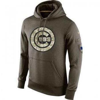 Men's Chicago Cubs Nike Olive Salute To Service KO Performance Hoodie