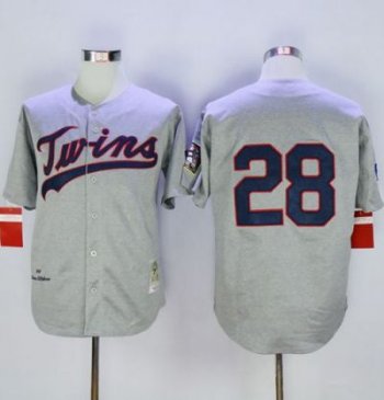 Mitchell And Ness 1969 Minnesota Twins #28 Bert Blyleven Grey Throwback Stitched MLB Jersey