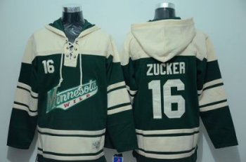 Minnesota Wild #16 Jason Zucker Green Sawyer Hooded Sweatshirt Stitched NHL Jersey