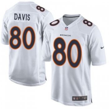 Nike Denver Broncos #80 Vernon Davis White Men's Stitched NFL Game Event Jersey