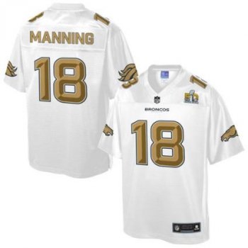 Nike Denver Broncos #18 Peyton Manning White Men's NFL Pro Line Super Bowl 50 Fashion Game Jersey