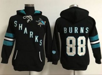 Women's San Jose Sharks #88 Brent Burns Black Old Time Heidi Hoodie NHL Hoodie