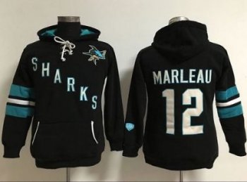 Women's San Jose Sharks #12 Patrick Marleaui Black Old Time Heidi Hoodie NHL Hoodie