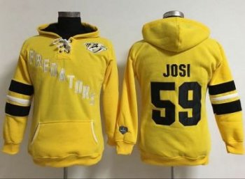 Women Nashville Predators #59 Roman Josi Yellow Old Time Heidi Hoodie NHL Hoodie