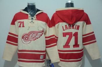 Detroit Red Wings #71 Dylan Larkin Cream Sawyer Hooded Sweatshirt Stitched NHL Jersey