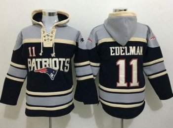 Nike New England Patriots #11 Julian Edelman Navy Blue Sawyer Hooded Sweatshirt NFL Hoodie