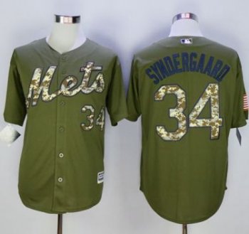 New York Mets #34 Noah Syndergaard Green Camo New Cool Base Stitched MLB Jersey