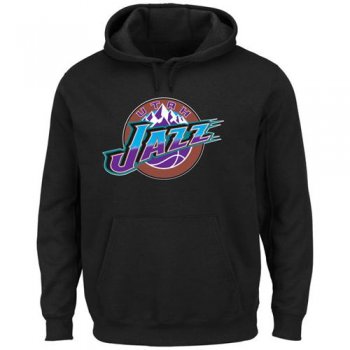 Utah Jazz Majestic Hardwood Classics Tech Patch Black Pullover Hoodie