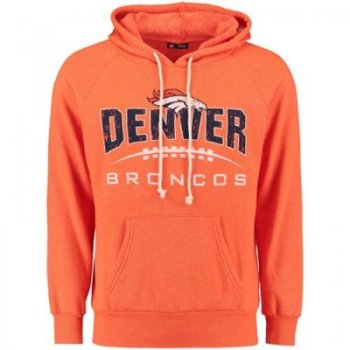 Denver Broncos Majestic Orange First Down Tri-Blend Pullover Hoodie